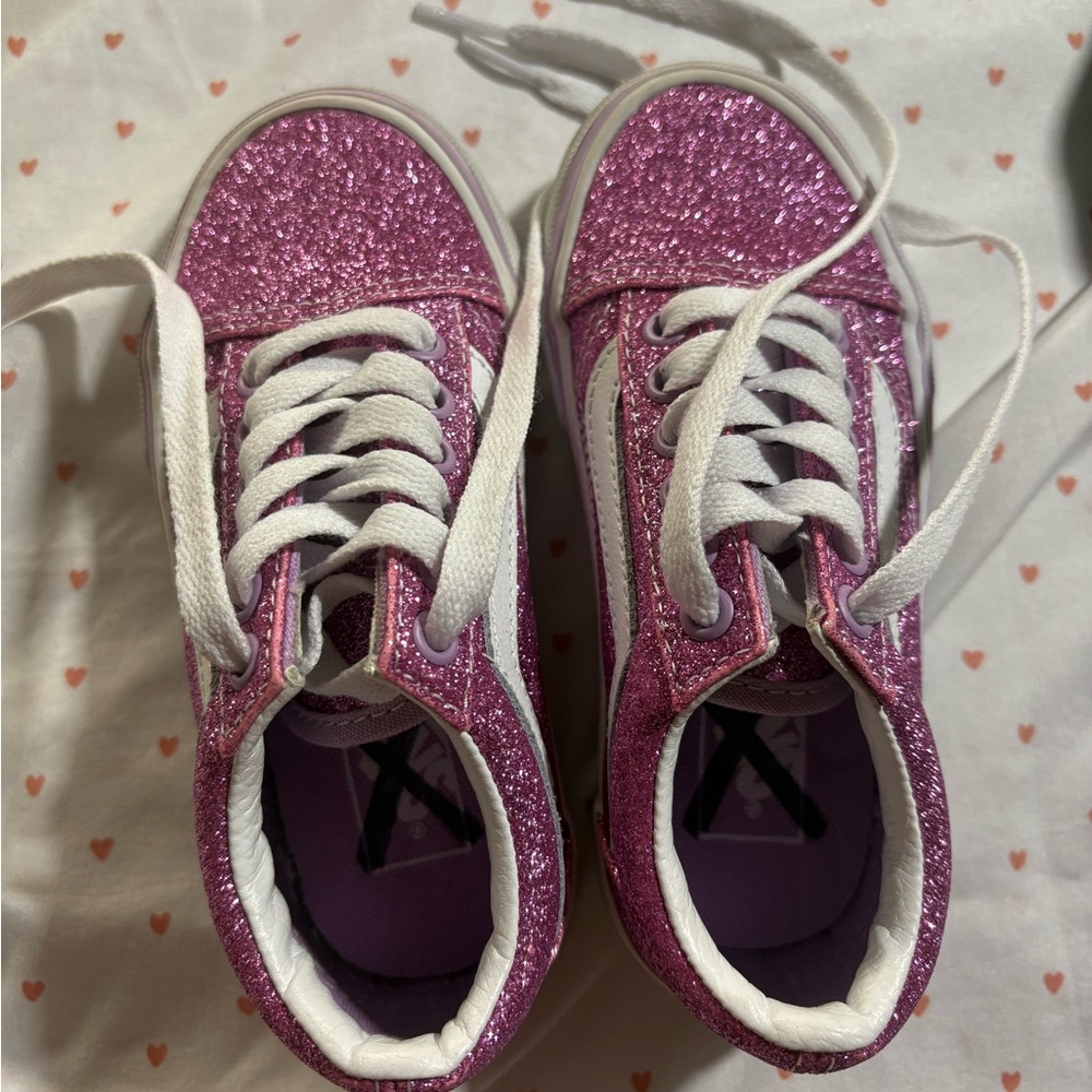 Sparkly Pink Kids vans sneakers